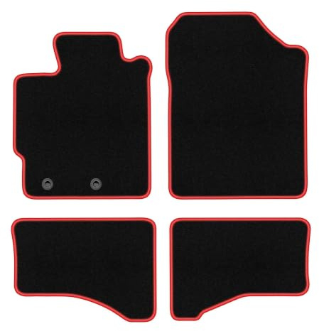 Velours-Fußmatten passend für Toyota Yaris III Hybrid 2013-2017, CARLUX | passend für Schrägheck; Velours-Teppich (Polypropylen), ca. 6,5 mm; rutschfest, ovale Befestigungen (Typ TL)