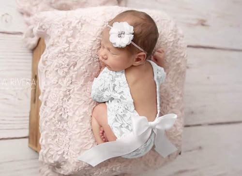 Disfraz para sesión de fotos de bebé, accesorios para fotografía de recién nacido, pelele de encaje sin espalda, ropa para bebé, ropa para fotografía, estilo A: blanco