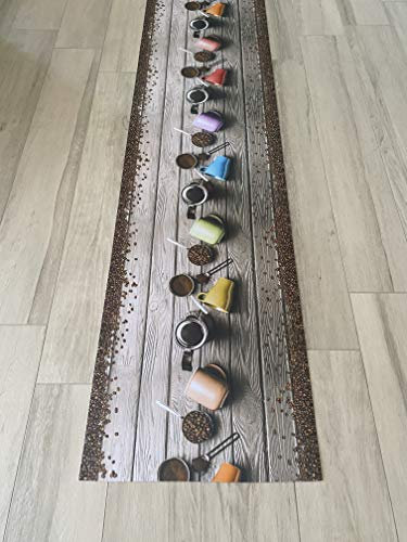 Alfombra de vinilo para pasillo, varios modelos de casa, cocina, salón, se vende por medio metro o a medida (café)