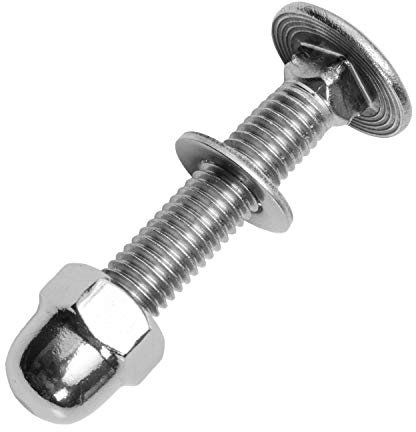 Schlossschrauben M5x45/45 mm mit Hutmuttern & Unterlegscheiben M5 aus Edelstahl A2 (100 Stück) | Flachrundschrauben - Kappenmuttern hohe Form - Beilagscheiben von MESAROS®