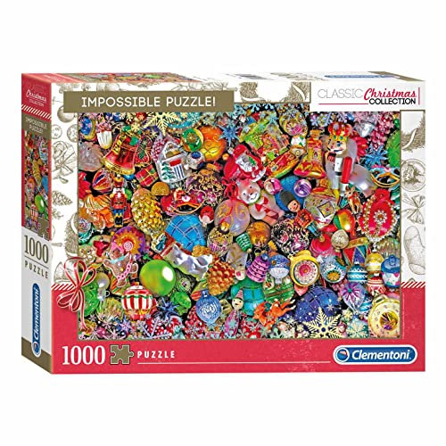 Clementoni - 39585 - Christmas Collection Santa - Jolly, unmögliche Puzzle 1000 Teile, Weihnachtspuzzle Puzzle Erwachsene, Geschicklichkeitsspiel für die ganze Familie, Mehrfarbig