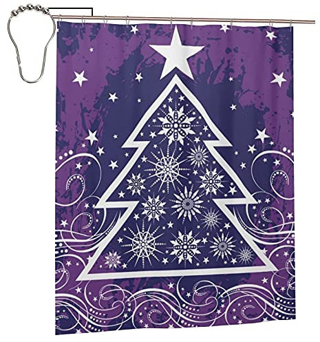 DLJIYZX Tenda da Doccia Tenda da Doccia con Albero di Natale Disegnato a Mano per arredo Bagno Tende da Bagno in Tessuto di Poliestere Impermeabile 152 X 183 CM