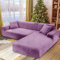 NAKIHOUSE Dicke Samt Sofa Überwürfe Sofabezug mit einem Kissenbezug, Superweicher Elastische Sofa Abdeckung in Purpurn Farbe für 1/2/3/4 Sitzer（L-förmiges Ecksofa erfordert Zwei）