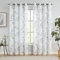 Beauoop Grau Voile Vorhänge Blätter Blumen Muster Leinenoptik Vorhänge mit Ösen für Wohnzimmer Botanisch Halbtransparent Ösenvorhang für Bauernhaus Schlafzimmer 2er Set, 127 x 245cm (HxB)