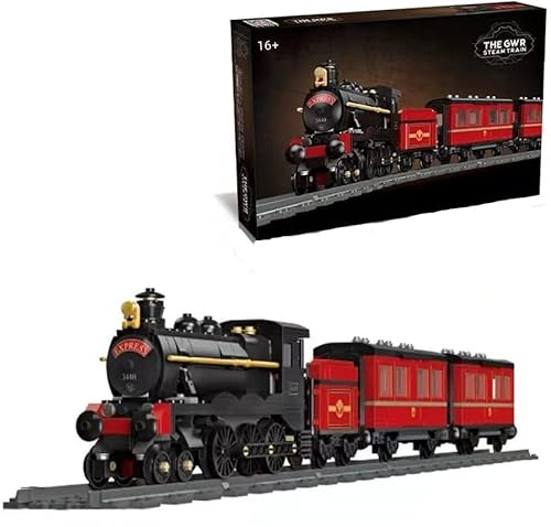 Pasyru Retro Dampfzug Zug Baustein, 789+Teile City Dampfzug Zug Modell Bauset mit Schienenset, Kreative Geschenk für Erwachsene und Jugendliche ab 16 Jahren