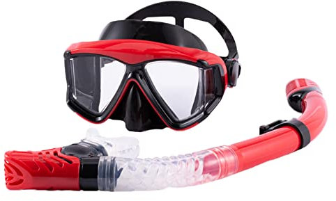 Schnorchelset Erwachsene,Schnorcheln Set mit Dry Schnorchel und Taucherbrille,Anti-Leck Anti-Fog Panorama-Weitblick Tauchmaske Schnorchelmaske aus Gehärtetem Glas für Tauchen,Schnorcheln und Schwimmen