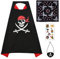 Landifor 4-teiliges Karneval Piratenkostüm Kinder Piraten Umhang mit Pirat Augenklappe Bandana Tattoo für Jungen Mädchen Fasching Halloween Cosplay Piratenparty Maskerade Walpurgisnacht