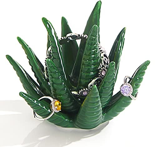 PUDDING CABIN Sukkulenten-Ringhalter, Ringständer, Ringdisplay & Organizer, grüner Kaktus, ästhetisch, adrette Raumdekoration, Geburtstagsgeschenk für Frauen, Freunde, Verlobung, Brautjungfer