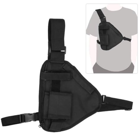 Agatige Sac de Poitrine Radio pour Hommes Femmes, 25,91x16,99x16,99cm Tissu Oxford Gilet de Poitrine Portable pour Talkie-walkie Pochette pour Radio Bidirectionnelle avec Sangle Réglable (Noir)