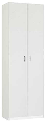 JUANIO Armario Auxiliar Multiusos con 2 Puertas y 3 Estantes, Acabado en Color Blanco, Medidas: 60 cm (Ancho) x 180 cm (Alto) x 35 cm (Fondo)