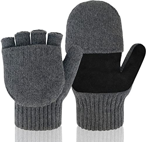 Migliore Wear Winterhandschuhe Herren Damen, Fleece Fingerhandschuhe, Rutschfester Griff & Touchscreen Thermohandschuhe, Warme Wollhandschuhe Fingerlose für Radfahren Angeln