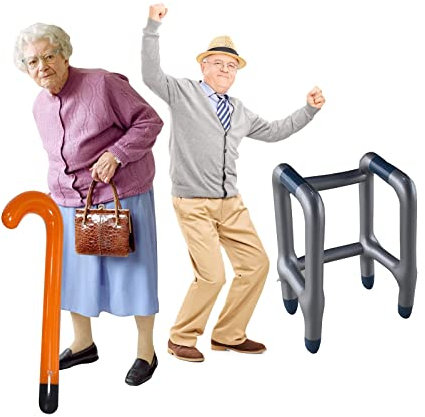 Jc.upin Inflatable Zimmer Frame Blow Up Walking Stick for Adults Birthday Retirement Novelty Prank Decorations Joke Gifts Men Women Grandad Dress Party Accessory Photo Booth (CQZXQGZ-JJ2 XLUK)