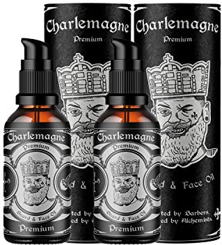 Charlemagne Bartöl für Herren - 2x 30 ml, Leder Duft | Vegane Naturkosmetik Bartöl Herren Unterstützt Bart Styling mit Mattes Finish - Made in Germany