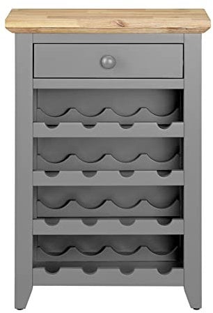 Statement Furniture Florence Dove Grey Wine Rack. Wooden Wine Console Sideboard with Drawer. Assembled 16 Bottle Cabinet Cupboard