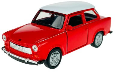 Welly Trabant Trabbi 601 Limousine Rot mit Weißem Dach Ca 1/34-1/39 Metal Modell Auto Die Cast Neu im Kasten