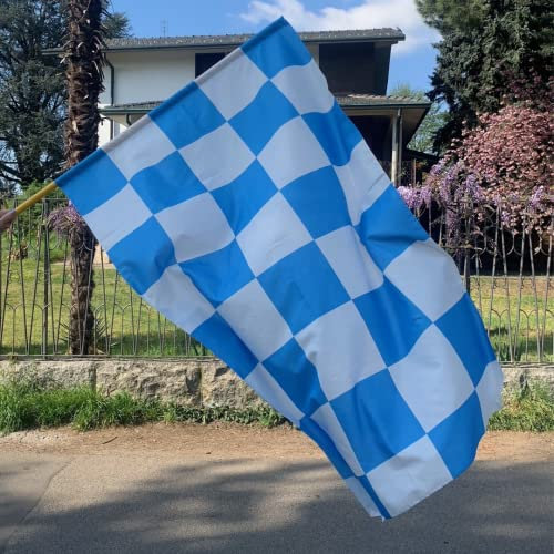 NARAMAKI Napoli Bandiera a Scacchi Bianco e Azzurri 90x150cm con Passante per Asta - Bandiera Italiana - Tifosi - Calcio (Bandiera Scacchi)