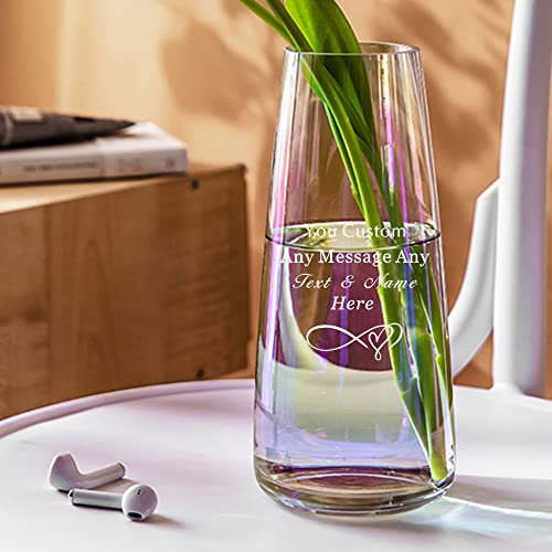 Personalised Vase for Flowers Engraved Vases Flower Vase Glass Vases Gifts for Grandma Women Gift for 60th 70th 80th Birthday Wedding Anniversary Christmas(Design 2)