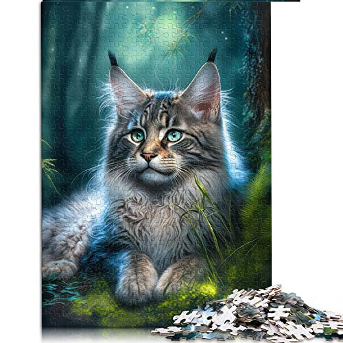 1000 Teile Puzzle Entzückende Maine Coon Katze Puzzle für Kinder Papppuzzles schwierig und herausfordernd (Größe 26x38cm)