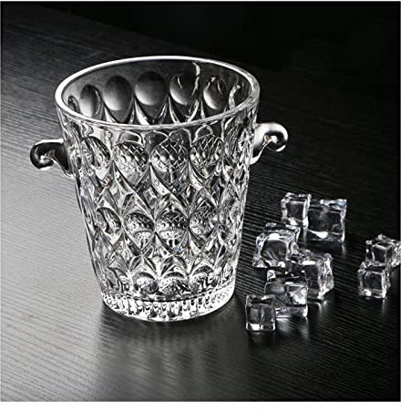 Ice Bucket Clear Ice Bucket Crystal Glass Water Droplet Cut Wine Bucket, 1.5L Ice Buckets for Parties