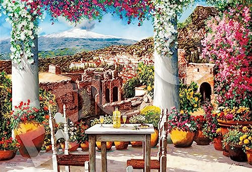 EPOCH 1053 Super Small Piece Jigsaw Puzzle Illustration/Art Elegant Collection Olives in Taormina (10.2 x 15.0 inches) 32-607s with Glue Spatula + Tickets