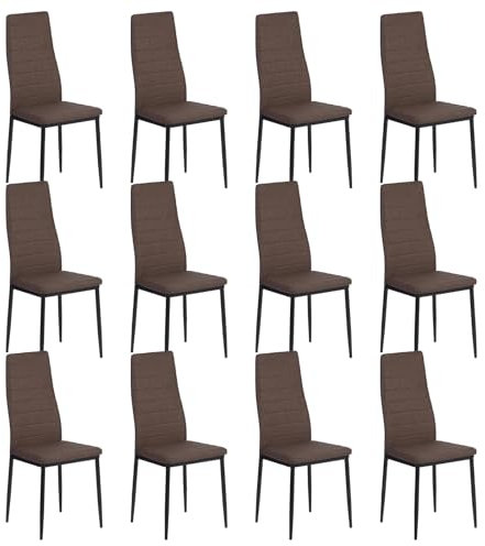 buybyroom Esszimmerstühle 12er Set, Küchenstuhl Bequemer Polsterstuhl mit Stoff, Rückenlehne, Metallbeine Esstisch Stuhl Essstühle Sitzfläche, Braun