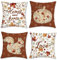 Bonhause 4er Set Kissenbezüge Herbst 45 x 45 cm Blumen Blätter Kürbis Eichhörnchen Samt Soft Dekorative Kissenhülle Zierkissenbezüge für Sofa Schlafzimmer Wohnzimmer Zuhause Dekoration