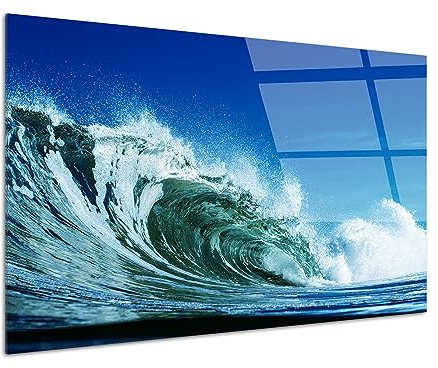 DECLINA – Tableau Mural vague de surf – Décoration Intérieure Esprit Surf House Moderne – Photo Murale Sur Verre Acrylique – Fabriqué En France