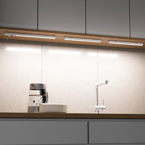 ENUOTEK 30cm LED Unterbauleuchte Küche | 5 Lichtfarben, Schranklicht mit Bewegungsmelder, 5W 400Lm, mit Stecker, 3er Lampe