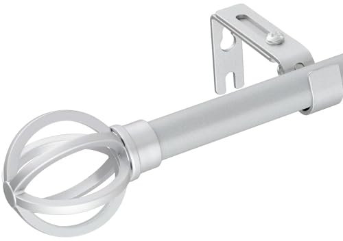 Vorhangstange Silber Ausziehbare 70-230cm lang, Verstellbare Gardinenstangen Edelstahl mit Endstücken und Halterungen für Wohnzimmer & Schlafzimmer Fenster (16 mm Durchmesser)