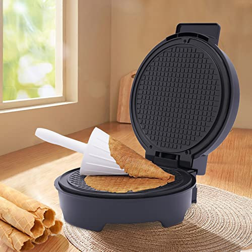 Hörncheneisen Waffeleisen, 1200W Elektrisch Waffeln Waffelautomat,Backfläche 20cm Durchmesser, mit 2 Kontrollleuchten, für dünne Eiswaffel Waffelautomat, Schwarz