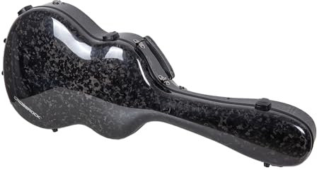 Crossrock Air-Serie Gitarrenkoffer - Schwarzer Marmor - 100% Kohlefaser - Passt für 4/4 Klassische Gitarre - Schutzhülle und Innenfach - TSA-Schloss (CRF6030CBM)