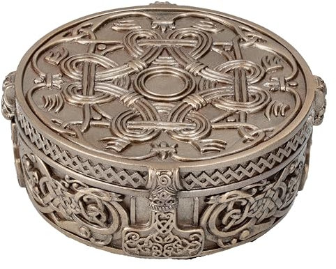 Figuren Shop GmbH Wikinger Schatulle mit nordischen Symbolen - 11,5cm, Box Aufbewahrung Thor Odin