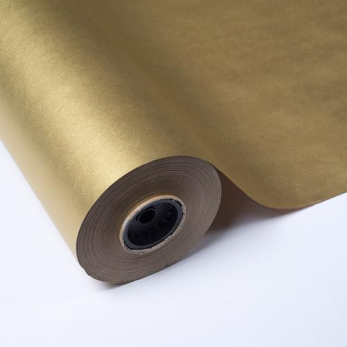 Pakot – Papel Regalo Kraft Verjurado Oro – Bobina 70 cm x 50 m – Rollo Decorativo para Envoltorios de Regalos, Packaging Creativo, Manualidades, Tiendas y Negocios