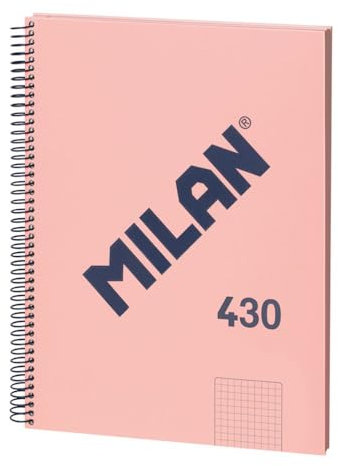 MILAN® Cuaderno A4 con tapa dura, cuadrícula 5x5mm, 80 hojas, papel de 95 gr/m², serie 1918, rosa