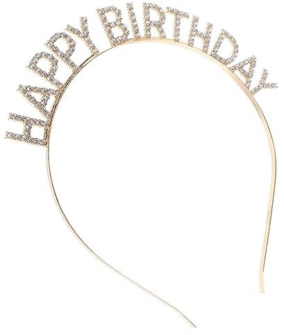 SOESFOUFU Birthday Headband hair bands happy Birthday alloy rice balls shaker props cake hair accessories rhinestone crown headband big crown dress girl decorate rhinestones headgear