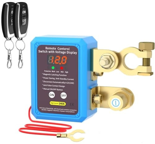 Interruttore di disconnessione wireless doppia batteria Relè per auto Telecomando 12V 240A Interruttore di uccisione automatico (Schermo digitale)