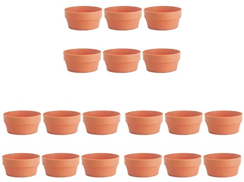 SEVET Lot de 18 pots de fleurs en plastique imitation terre cuite pour plantes grasses d'intérieur et d'extérieur (*)