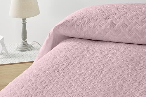Degrees home - Liso - Copriletto per letto da 90 - Copriletto trapuntato per letto - Primavera, Estate - 180 x 260 - Rosa