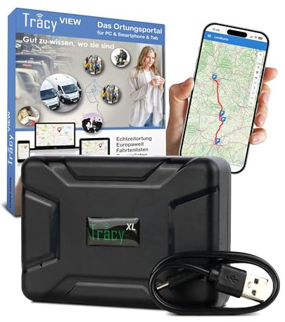 Tracy-XL GPS SOFORTSTARTPAKET Tracker mit starkem Magneten, 10000mA Akku, inkl. EU SIM-Karte, DatenFlat, Ortungsportal und App. SOFORT einsatzbereit !