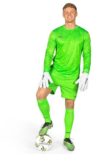 FORZA Men's Long Sleeve Goalkeeper Kit [XS-XXL] | Elite Performance Football Jersey, Shorts & Socks - Available in 4 Bold Colours (UK, Alpha, L, Regular, Regular, Fluro Green)