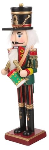 Beatifufu Wooden Nutcracker Calendar Christmas Countdown Ornament Hand-Painted Xmas Table Decor 30CM Desktop Wood Nutcracker Festive Holiday Decoration Random Style