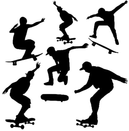 6er-Set Skateboarding Stunt Sport Wandaufkleber Junge Kinderzimmer Schlafzimmer Skating Board Extreme Wandaufkleber Spielzimmer Vinyl Dekor Klein - 25x56cm