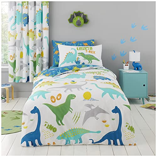 GC GAVENO CAVAILIA Dinosaur Duvet Cover Set - Breathable Quilt Covers Polycotton - Reversible Bedding Set with Pillowcase - Kids Comforter Bed Cover (135 x 200 cm)
