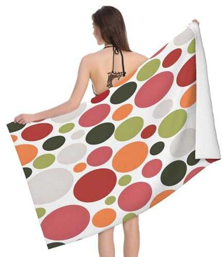 Mikrofaser Strandtuch Runden 180x90 cm, 3D Mehrfarben Badetuch für Erwachsene Weiches Leicht Handtuch Schnelltrocknend Sandfreies Strandhandtuch