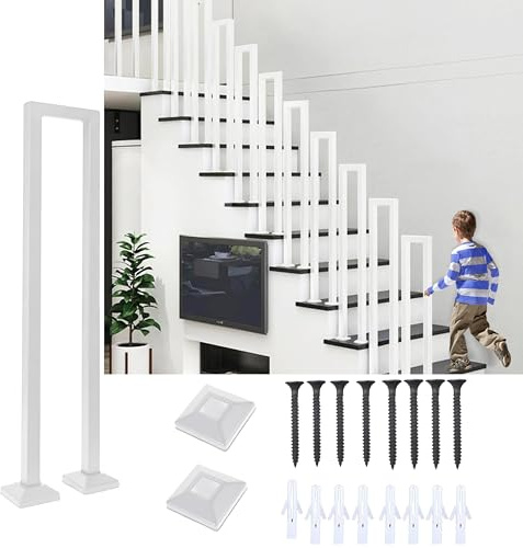 Treppengeländer Innen, U-Förmiger Treppengeländer, Handlauf Treppe, Geländer Treppe, Treppengeländer Außen, Handlauf Schwarz Geländer für Balkone Flure Wohnungen Villen (U-Weiß, 35CM)