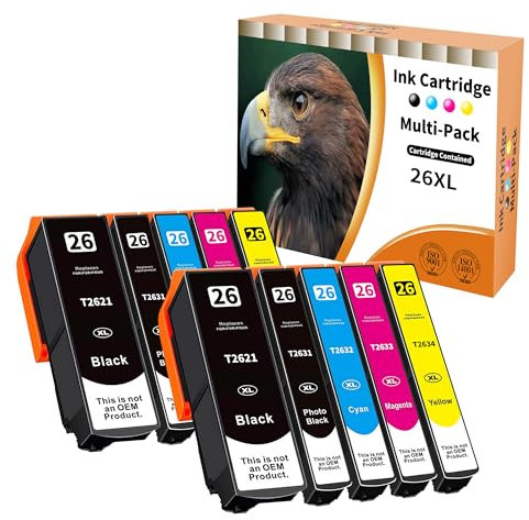 Starlet24 10x 26XL Druckerpatronen Kompatibel für Epson 26XL Multipack für Expression Premium XP-600 XP-620 XP-510 XP-520 XP-820 XP-810 XP-800 XP-605 XP-610 XP-615 XP-625 XP-700 XP-710 XP-720