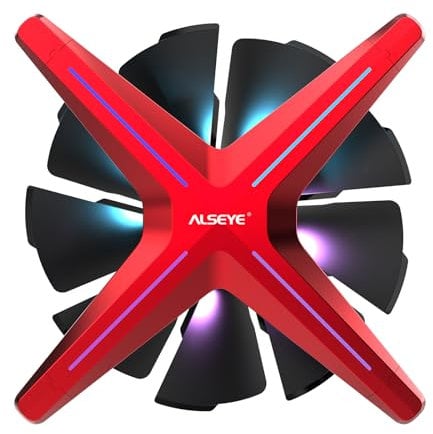 ALSEYE X12 Case Fan ARGB PWM Computer Air Cooling Fan - High Performance Silent Operation 120mm RGB CPU Cooling (Red, Standard Blade)