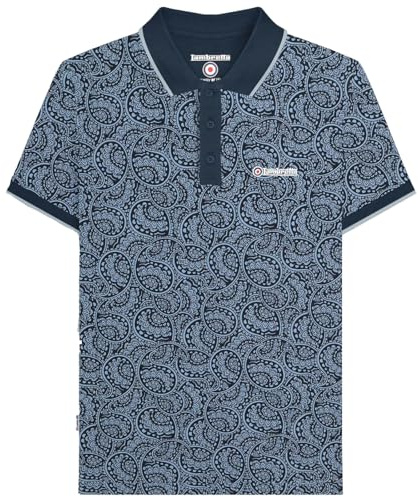 Lambretta Mens Paisley Tonal Polo Shirt Big & Tall Short Sleeve Smart Casual Top