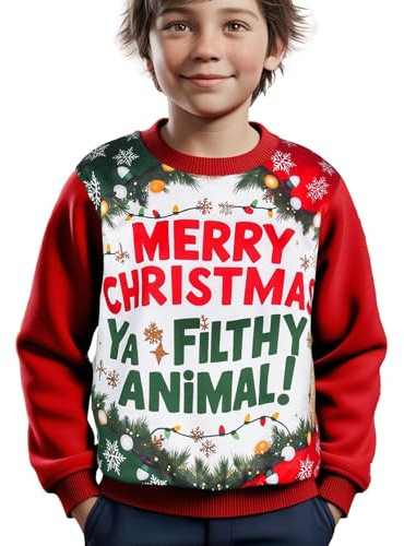 A2Z 4 Kids Girls Boys Merry Christmas Ya Filthy Animal Jumper Comfortable Pullover Long Sleeves Hoodies Top Xmas Festive Holiday Crew Neck Sweatshirt For Age 5-13 Years