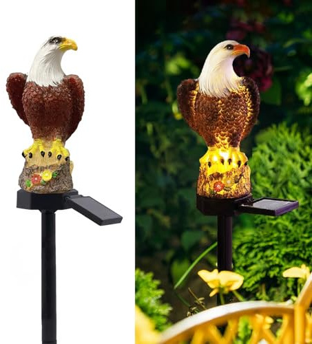 Afoxon Adler Solar Gartenleuchten, Adler Figur Garten Solar Pfahl Lichter Außen Dekorative Statue für Rasen, Terrasse, Hof Dekoration